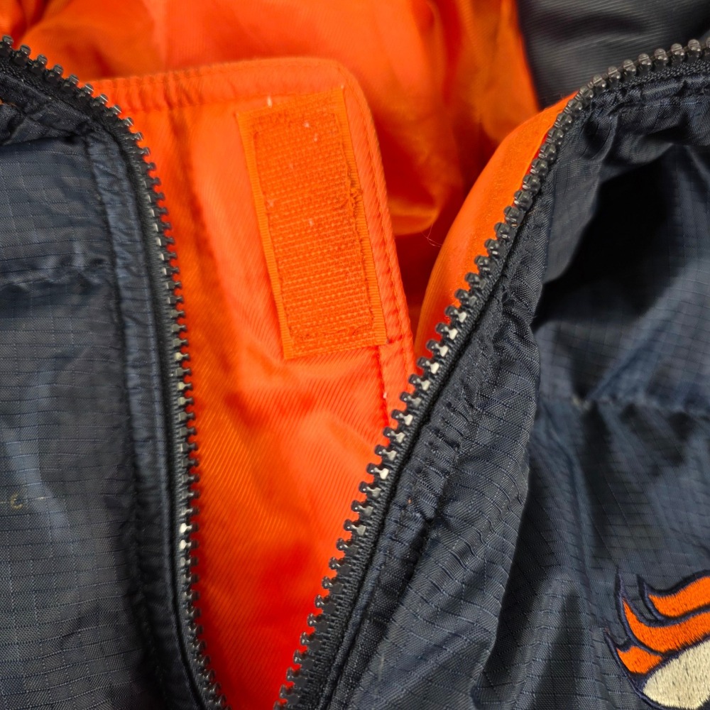 Starter Denver Broncos Puffer Jacket Mens XL Navy Blue Down Fill Ripstop NFL - Picture 4 of 11